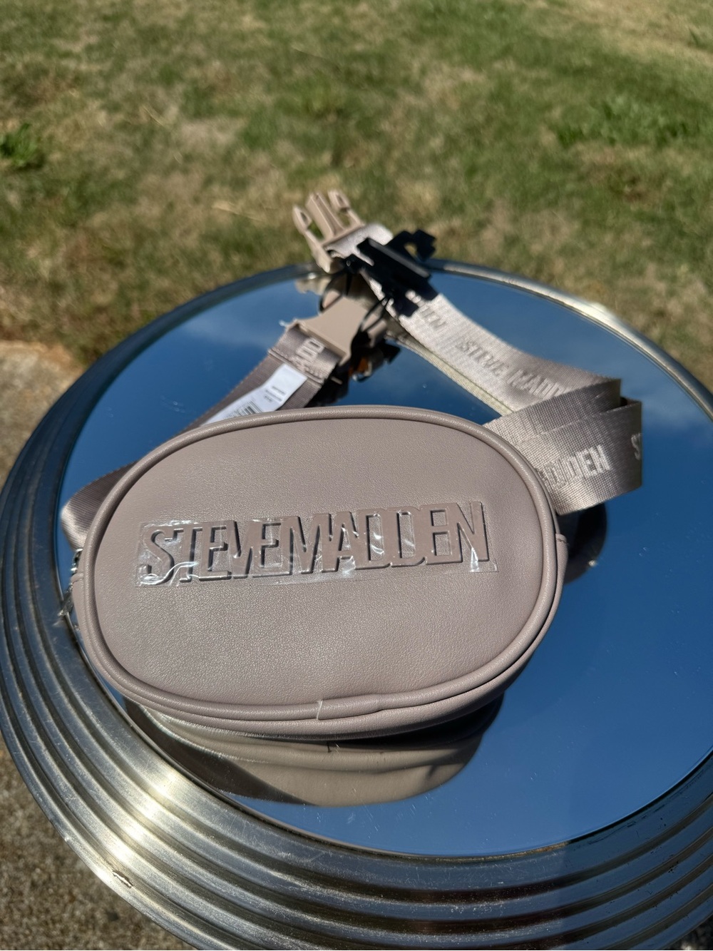 Steve Madden Beige Logo Belt Bag